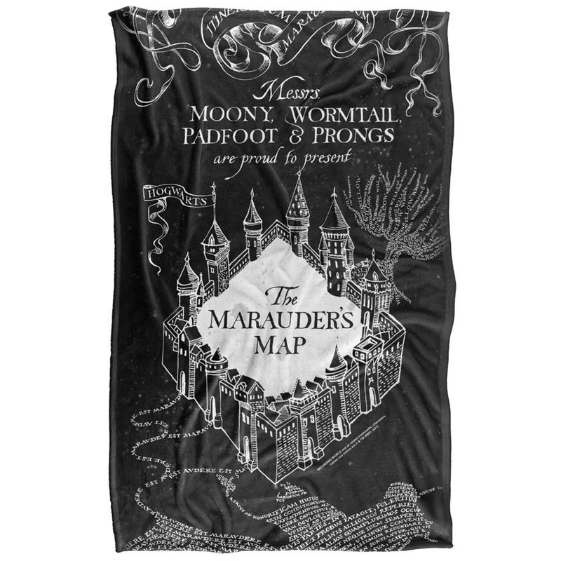 LOGOVISION Harry Potter Marauder's Map Officially Licensed Silky Touch Super Soft Throw Blanket 36"" x 58""  Black and White - Image 2
